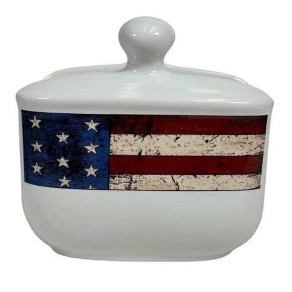 Colonial Napkin Holder American Flag Patriotic 1997 Sakura Warren Kimble USA - Picture 5 of 11